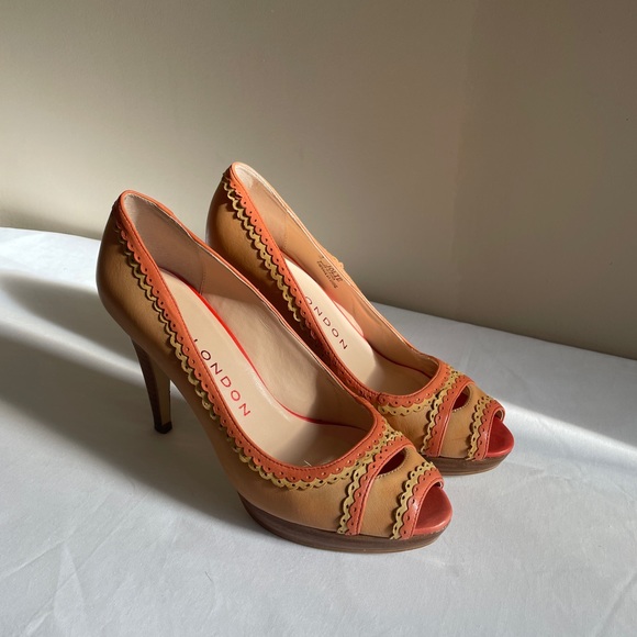 SACHA LONDON Heels Peach Pink Leather 7.5 - Picture 4 of 12